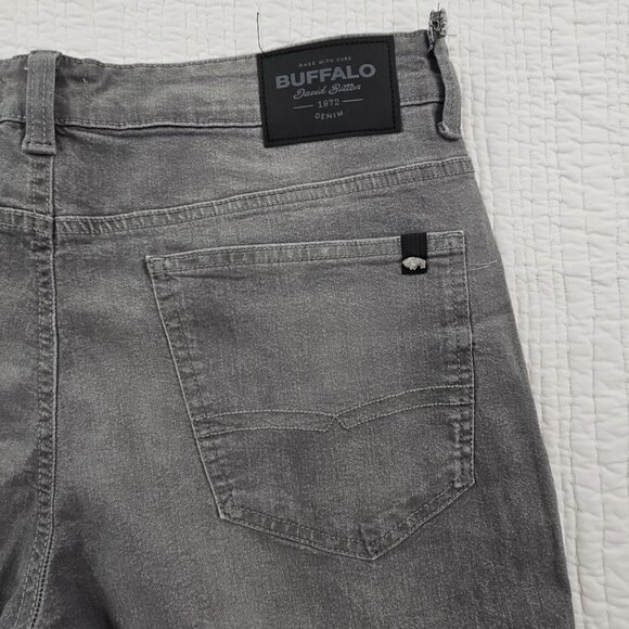 Buffalo David Bitton Straight Six Jeans Men's 34x30 Washed Gray NWT Stretch NEW - Picture 13 of 16